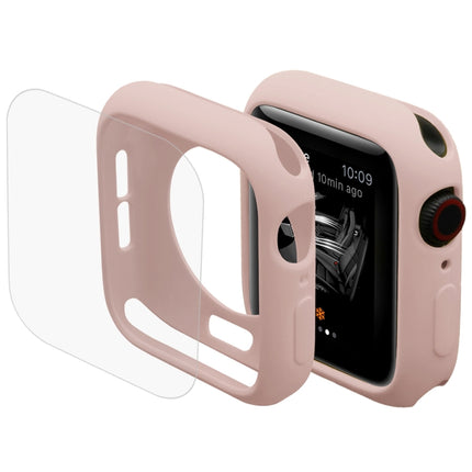 ENKAY Hat-Prince 2 in 1 TPU Semi-clad Protective Shell + 3D Full Screen PET Curved Heat Bending HD Screen Protector for Apple Watch Series 5 & 4 40mm(Pink)-garmade.com