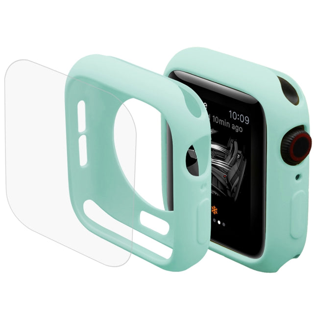 ENKAY Hat-Prince 2 in 1 TPU Semi-clad Protective Shell + 3D Full Screen PET Curved Heat Bending HD Screen Protector for Apple Watch Series 5 & 4 40mm(Green)-garmade.com