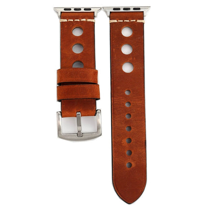 For Apple Watch Series 3 & 2 & 1 38mm Retro Hole Genuine Leather Wrist Watch Band-garmade.com