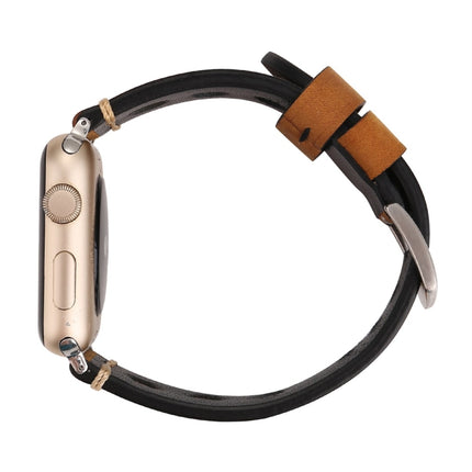 For Apple Watch Series 3 & 2 & 1 38mm Retro Hole Genuine Leather Wrist Watch Band(Brown)-garmade.com