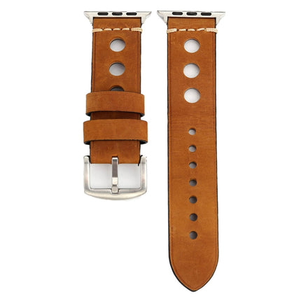 For Apple Watch Series 3 & 2 & 1 42mm Retro Hole Genuine Leather Wrist Watch Band(Brown)-garmade.com
