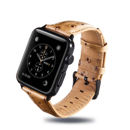 Ostrich Skin Texture Genuine Leather Wrist Watch Band for Apple Watch Series 3 & 2 & 1 42mm(Light Brown)-garmade.com