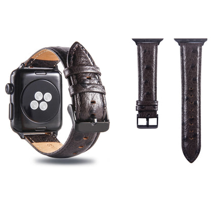Ostrich Skin Texture Genuine Leather Wrist Watch Band for Apple Watch Series 3 & 2 & 1 38mm(Coffee)-garmade.com