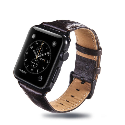 Ostrich Skin Texture Genuine Leather Wrist Watch Band for Apple Watch Series 3 & 2 & 1 38mm(Coffee)-garmade.com