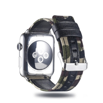 Cloth+Top-grain Leather Wrist Watch Band for Apple Apple Watch Series 5 & 4 40mm / 3 & 2 & 1 38mm-garmade.com