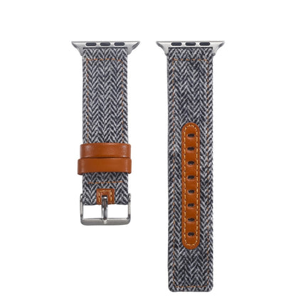 Cloth+Top-grain Leather Wrist Watch Band for Apple Watch Series 5 & 4 40mm / 3 & 2 & 1 38mm-garmade.com