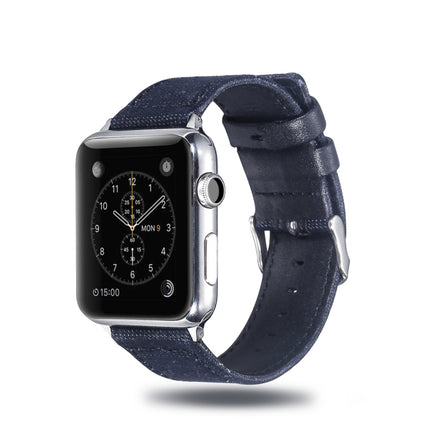 Cloth+ Top-grain Leather Wrist Watch Band for Apple Watch Series 5 & 4 44mm / 3 & 2 & 1 42mm-garmade.com