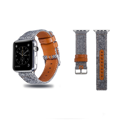 Cloth+ Top-grain Leather Wrist Watch Band for Apple Watch Series 5 & 4 44mm / 3 & 2 & 1 42mm-garmade.com