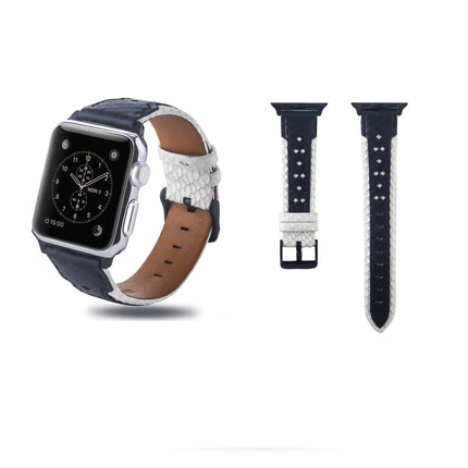 Square Hole Top-grain Leather Wrist Watch Band for Apple Watch Series 5 & 4 40mm / 3 & 2 & 1 38mm-garmade.com