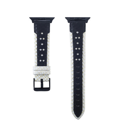 Square Hole Top-grain Leather Wrist Watch Band for Apple Watch Series 5 & 4 40mm / 3 & 2 & 1 38mm-garmade.com