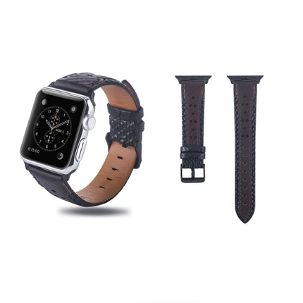 Square Hole Top-grain Leather Wrist Watch Band for Apple Watch Series 5 & 4 44mm / 3 & 2 & 1 42mm-garmade.com