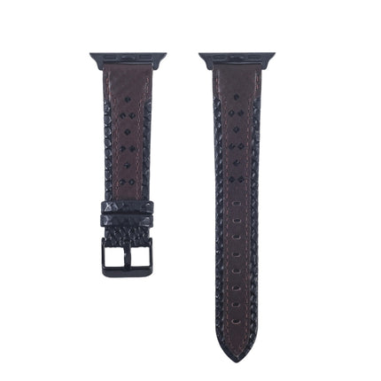 Square Hole Top-grain Leather Wrist Watch Band for Apple Watch Series 5 & 4 44mm / 3 & 2 & 1 42mm-garmade.com