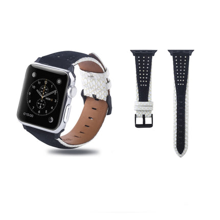 Round Hole Top-grain Leather Wrist Watch Band for Apple Watch Series 5 & 4 40mm / 3 & 2 & 1 38mm-garmade.com