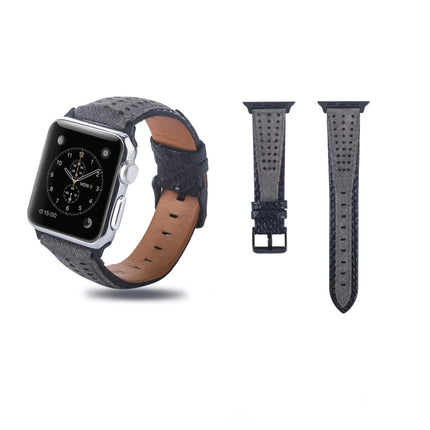 Round Hole Top-grain Leather Wrist Watch Band for Apple Watch Series 5 & 4 44mm / 3 & 2 & 1 42mm-garmade.com