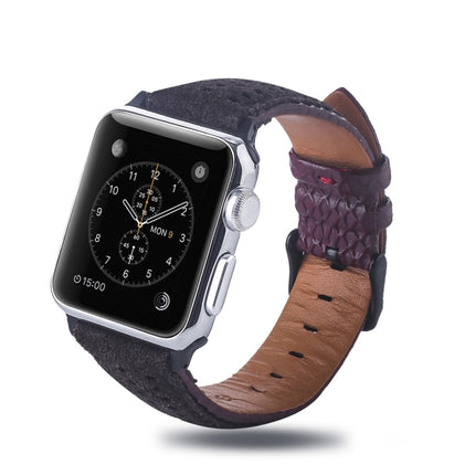 Round Hole Top-grain Leather Wrist Watch Band for Apple Watch Series 5 & 4 44mm / 3 & 2 & 1 42mm-garmade.com
