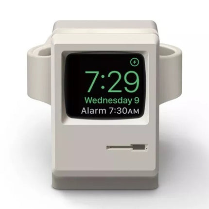 Retro Style Silica Gel Apple Watch Charging Dock Stand Holder Station(Grey)-garmade.com