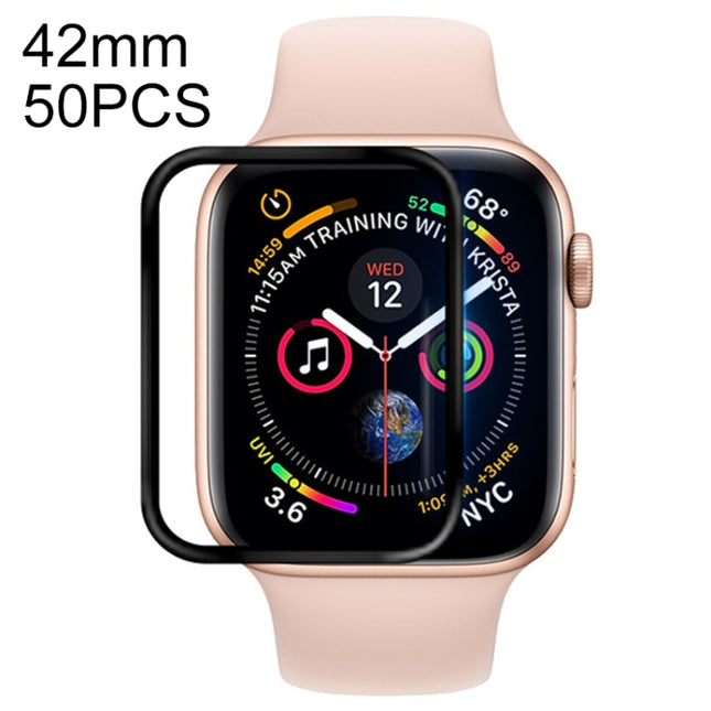 50 PCS For Apple Watch 42mm Soft PET Film Full Cover Screen Protector(Black)-garmade.com