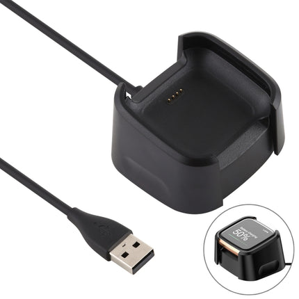 For Fitbit Versa 2 Charger Charging Dock Base Stand Holder with 1m Charging Cable(Black)-garmade.com
