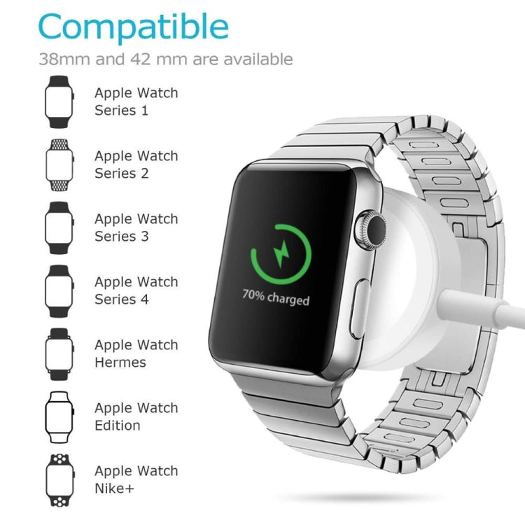 30cm Universal Portable Magnetic Wireless Charger for Apple Watch Series 4 & 3 & 2 & 1 (White)-garmade.com