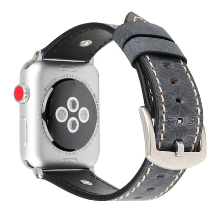 Crowe Star Embossing Texture Genuine Leather Wrist Watch Band for Apple Watch Series 3 & 2 & 1 38mm(Grey)-garmade.com