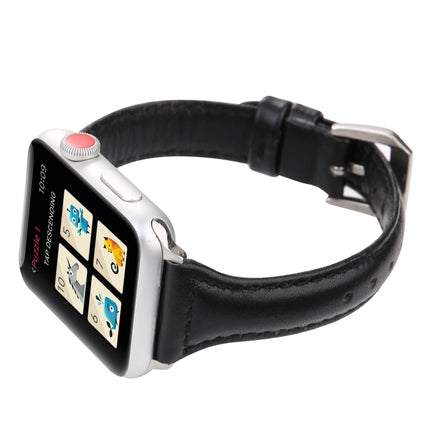 Simple Fashion Genuine Leather T Type Watch Strap for Apple Watch Series 3 & 2 & 1 38mm(Black)-garmade.com