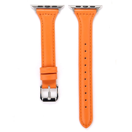Simple Fashion Genuine Leather T Type Watch Strap for Apple Watch Series 3 & 2 & 1 38mm(Orange)-garmade.com