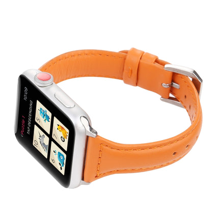 Simple Fashion Genuine Leather T Type Watch Strap for Apple Watch Series 3 & 2 & 1 38mm(Orange)-garmade.com