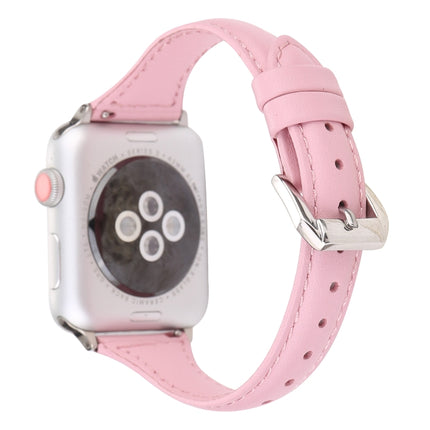 Simple Fashion Genuine Leather T Type Watch Strap for Apple Watch Series 3 & 2 & 1 38mm(Pink)-garmade.com