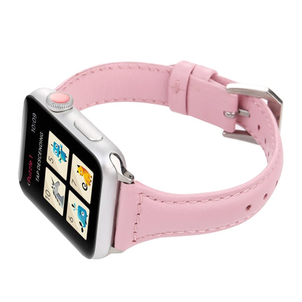 Simple Fashion Genuine Leather T Type Watch Strap for Apple Watch Series 3 & 2 & 1 38mm(Pink)-garmade.com