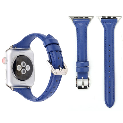 Simple Fashion Genuine Leather T Type Watch Strap for Apple Watch Series 3 & 2 & 1 38mm(Blue)-garmade.com