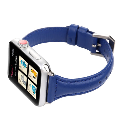 Simple Fashion Genuine Leather T Type Watch Strap for Apple Watch Series 3 & 2 & 1 38mm(Blue)-garmade.com