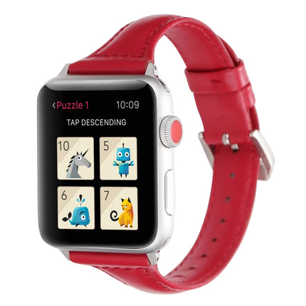 Simple Fashion Genuine Leather T Type Watch Strap for Apple Watch Series 3 & 2 & 1 38mm(Red)-garmade.com