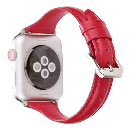 Simple Fashion Genuine Leather T Type Watch Strap for Apple Watch Series 3 & 2 & 1 38mm(Red)-garmade.com