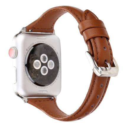 Simple Fashion Genuine Leather T Type Watch Strap for Apple Watch Series 3 & 2 & 1 38mm(Brown)-garmade.com