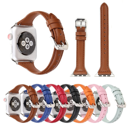 Simple Fashion Genuine Leather T Type Watch Strap for Apple Watch Series 3 & 2 & 1 38mm(Brown)-garmade.com