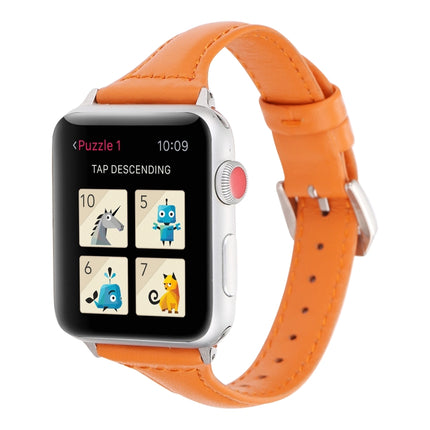 Simple Fashion Genuine Leather T Type Watch Strap for Apple Watch Series 3 & 2 & 1 42mm(Orange)-garmade.com