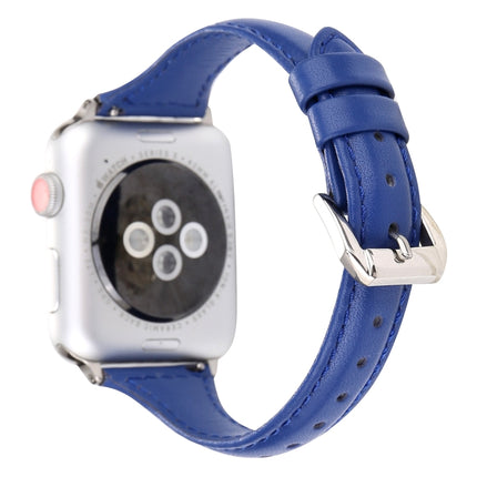 Simple Fashion Genuine Leather T Type Watch Strap for Apple Watch Series 3 & 2 & 1 42mm(Blue)-garmade.com