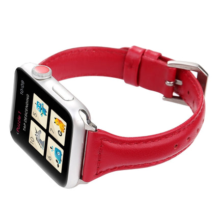 Simple Fashion Genuine Leather T Type Watch Strap for Apple Watch Series 3 & 2 & 1 42mm(Red)-garmade.com
