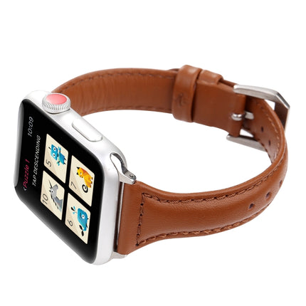 Simple Fashion Genuine Leather T Type Watch Strap for Apple Watch Series 3 & 2 & 1 42mm(Brown)-garmade.com