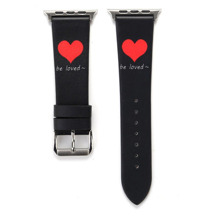 Fashion Simple Heart Pattern Genuine Leather Wrist Watch Band for Apple Watch Series 3 & 2 & 1 38mm-garmade.com