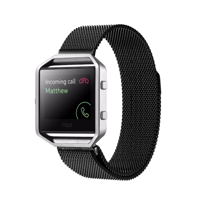 For Fitbit Blaze Watch Loop Magnetic Closure Clasp Stainless Steel Watchband(Black)-garmade.com