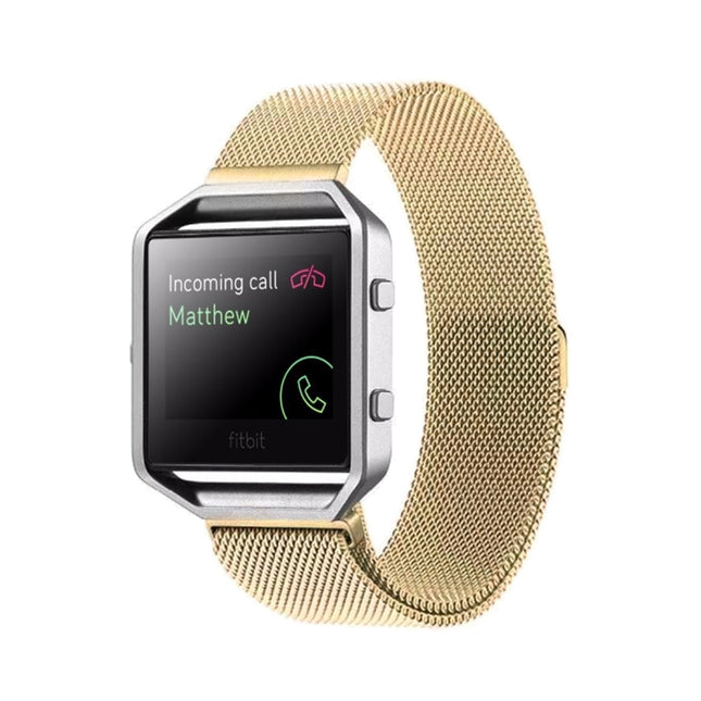 For Fitbit Blaze Watch Loop Magnetic Closure Clasp Stainless Steel Watchband(Gold)-garmade.com