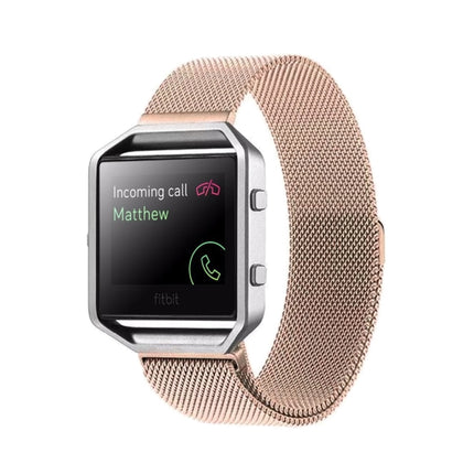 For Fitbit Blaze Watch Loop Magnetic Closure Clasp Stainless Steel Watchband(Rose Gold)-garmade.com