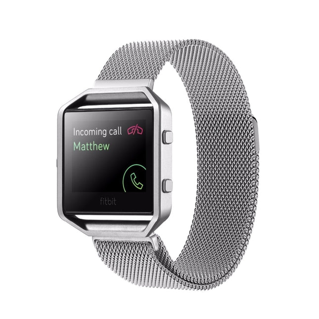 For Fitbit Blaze Watch Loop Magnetic Closure Clasp Stainless Steel Watchband(Silver)-garmade.com