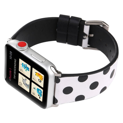 Simple Fashion Dot Pattern Genuine Leather Wrist Watch Band for Apple Watch Series 3 & 2 & 1 38mm-garmade.com