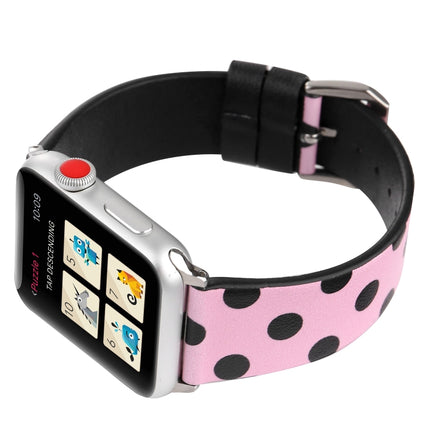 Simple Fashion Dot Pattern Genuine Leather Wrist Watch Band for Apple Watch Series 3 & 2 & 1 42mm-garmade.com