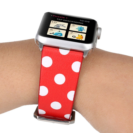 Simple Fashion Dot Pattern Genuine Leather Wrist Watch Band for Apple Watch Series 3 & 2 & 1 42mm-garmade.com