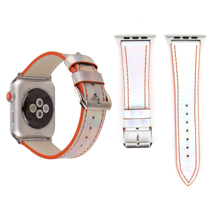 Fashion Laser Series Genuine Leather Wrist Watch Band for Apple Watch Series 3 & 2 & 1 38mm(Orange)-garmade.com
