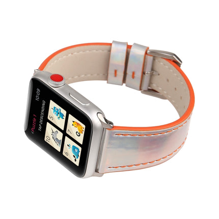 Fashion Laser Series Genuine Leather Wrist Watch Band for Apple Watch Series 3 & 2 & 1 38mm(Orange)-garmade.com