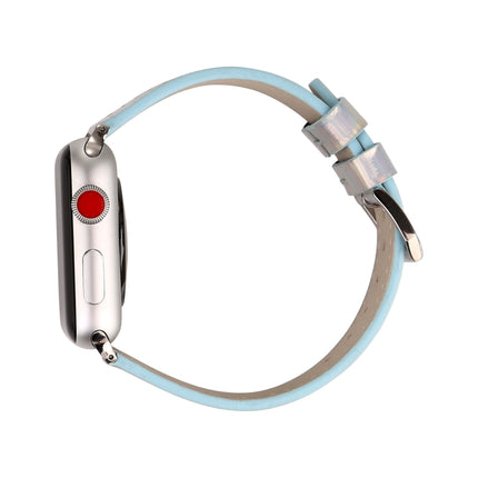 Fashion Laser Series Genuine Leather Wrist Watch Band for Apple Watch Series 3 & 2 & 1 38mm(Blue)-garmade.com